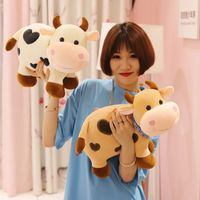 Wholesale 25CM CM Cute Cow Plush Toy Soft Bull Animal Stuffed Pillow Kawaii Cattle Doll Kids Birthday Gifts Baby Sleeping Pillows LA266