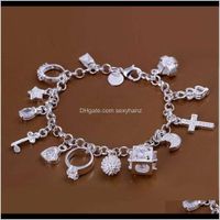 Wholesale Link Chain Bracelets Drop Delivery Sier Fashion Pieces Bracelet Womens Multi Element Jewelry Fiajh
