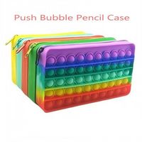 Wholesale HOT Fidget Toys Pencil Case Colorful Push Bubble Sensory Squishy Stress Reliever Autism Needs Anti stress Rainbow Adult Toy For Children