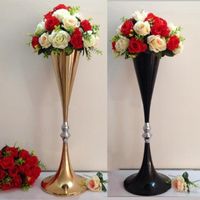 Wholesale Vases cm Tall Gold Black Metal Wedding Centerpieces Flower Tabletop Stand Event Road Lead FlowerHolders