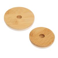 Wholesale Kitchen Bamboo Mason Jar Lids with Straw Hole and Silicone Seal Reusable Caps for Wide Mouth Can Bottle mm mm KDJK2111