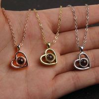 Wholesale Personalized Lover Heart Shaped Necklac Custom Photo Name Projection Necklace Pendant Women Choker Valentine Day Jewelry Gift