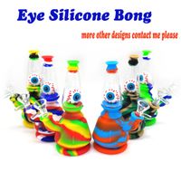 Wholesale Silicone water pipe smoke hookah with Eye Decoration Smoking Accessories Bongs glass bowl Tobacco Dab Rig Kits