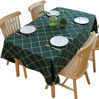 Wholesale Table Cloth Grid Tablecloth Embroidery Tablecloths Solid Cover Strip Christmas Polyester Cotton Natural Poised Drop