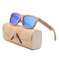 Wholesale Sunglasses Real Bamboo Ju Wood Laminated Glasses Male Wrap Blue Lens UV Shades For Men Driving Fashionable Suitable