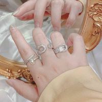 Wholesale Minority design style simple leather buckle diamond ring Korean temperament girl net red combination