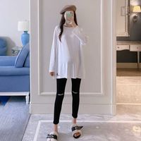 Wholesale New maternity pure cotton long sleeve T shirt autumn winter trendy mother fashion bottomed shirt loose round neck cartoon top