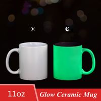 Wholesale sublimation glow in the dark ceramic mug DIY gifts for kids porcelain cups for coffee Halloween Christmas gift lucky mugs oz