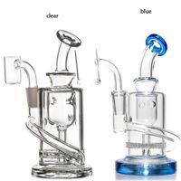 Wholesale 6 inchs Percolator Water Pipes Hookahs Unique Glass Bong Recycler Oil Rigs Dab Water Bongs With mm Glasses Banger