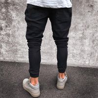 Wholesale Men s Solid Color Denim Cotton Vintage Pencil Wash Pants Pant Size Tight fitting Stretch Fashion Mechanism Pan Jeans