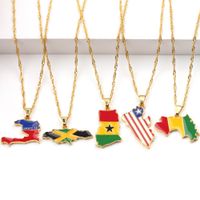 Wholesale Fashion Gold Plated Novel Multiple Enameled Country Africa Map Pendant Necklace for Gift