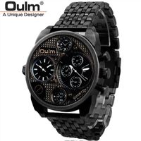 Wholesale Brand OULM Men Luxury Stainless Steel Strap Japan Movt Quartz Watch Time Zone Large Dial Watches Big Wrist Relogios Masculino Wristwatches
