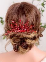 Wholesale Shiny Red Crystal Hair comb Festival Hair Jewelry Costume party Headpiece Handmade Wedding Bride Hair Accessories for women