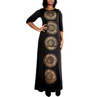 Wholesale Vintage Solid Black Half Sleeve African Dresses For Women Spring Traditional Print A Line High Waist Maxi Dress Casual