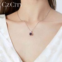 Wholesale CZCITY Sterling Sier Morgan Stone Necklace Luxury White Gold Plated Topaz Pendant Necklace