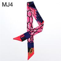 Wholesale Geometric D Print Silk Scarf Women Bag Ribbons Fashion Head Small Long Skinny Scarves B034