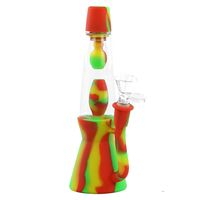 Wholesale 8 inch water smoking pipes with glass bowl tobacco Hookah dab rigs portable unbreakable heat resistant silicone pipe
