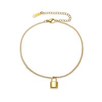 Wholesale Luxury Brand Lock Charm Anklets For Women Accessories Simple Gold Color Stainless Steel Ankle Bracelet on Leg Beach Foot Jewelry