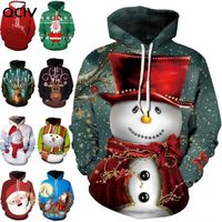 Wholesale Fashion Autumn And Winter Christmas Sweater D Print Oversized Hooded Sweater Unisex Man Woman Funny Ugly Christmas Sweater Q0828