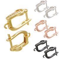 Wholesale Copper CZ Hook Earring Ear Wire DIY Jewelry Cubic Zircon Finding Accessories For Women Making Zirconia Hoop Huggie