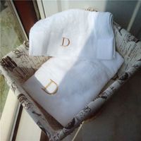 Wholesale High Quality Cotton Bath Towel Set Gold Letter Print Absorbent Towels Household Bathroom Supplies For Adult