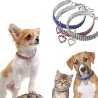 Wholesale Heart shaped Rhinestone Pendants Cute Dog Necklace Pet Collar Accessories Jewelry Neck Chain for Small Dogs Large Dog Cats