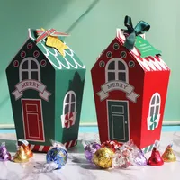 Wholesale Christmas Paper Kids Candy Box Bag Wrap House New Year Home Decoration Gift Bags Treats Packing