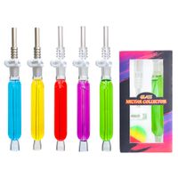 Wholesale Freezable Glycerin Dab Straw with Quartz Stainless Steel tip smoke accessory glass nectar collector smoking pipe water bongs