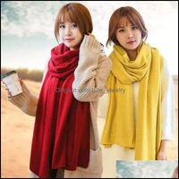 Wholesale Wraps Hats Scarves Gloves Fashion Aessories Winter Korean Version Knitted Wool Imitation Cashmere Shawl Mens And Womens Solid Color Versa