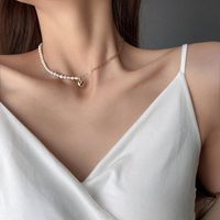 Wholesale Pendant Necklaces Jewellery Real Titanium Steel Love Pearl Clavicle Chain Design Female s Torque Bridal Wedding For Girls