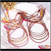 Wholesale Charm Jewelrykimter Colorful Rainbow Rope Bracelets Bangle Handmade Braided Cotton Woven String Strand Adjustable Friendship Lucky Bracelet Q