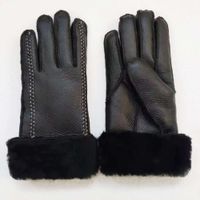 Wholesale Mittens sheepskin Winter line women s double wool integrated thermal leather gloves