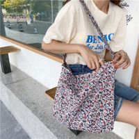 Wholesale Eco Reusable Cotton Ladi Shopping Bag Vintage Flower Women Large Capacity Crossbody Bags Student Girls Book Tote Shoulder