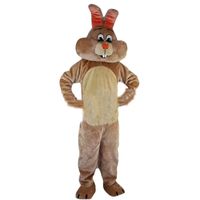 Wholesale High quality Beige Rabbit Easter Mascot Costume Halloween Christmas Fancy Party Dress Cartoon Character Suit Carnival Unisex Adults Outfit