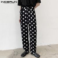 Wholesale Men Casual Pants Fashion Polka Dot Printed Trousers INCERUN Spring Buttons Straight Bottoms Male Leisure Zipper Patalones S XL Men s