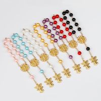 Wholesale 8mm Gold Angel Pendant Rosary Bracelet Beaded Strands