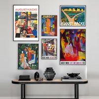 Wholesale Paintings August Macke Turkish Cafe Wall Art Canvas Painting Retro Poster Print Abstract Colorful Girls Picture For Living Room Home Decor