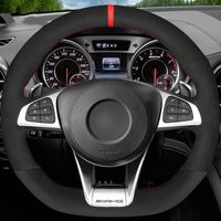 Wholesale Hand stitched Steering Wheel Cover Soft Black Suede For Mercedes Benz A45 AMG W205 C43 C63S AMG CLA45 CLS63