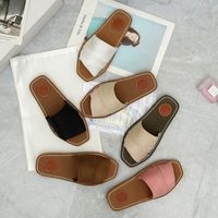 Wholesale 2021 Net Red Summer Beach Shoes Slippers Cross Bands Flats Mules Sandals Chic Luxury Designer Canvas Slides Women Shoe dfgdahbikiuy