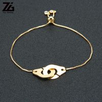Wholesale Charm Bracelets ZG Fashion Initial Stainless Steel Lover s Handcuffs Bracelet Couple Lock For Women Girls Valentine s Day Gift