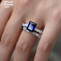 Wholesale Cluster Rings mm Emerald Cut S925 Sterling Silver Ring SONA Fine Citrine Sapphire Amethyst Ruby Authentic
