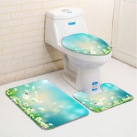 Wholesale Bath Mats Flowers Rugs Spring White Yellow Sunflower Piecet Toilet Cover Non Slip Mat Seat Rug Accessories Bathroom Decor