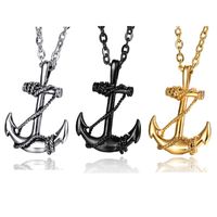 Wholesale Stainless Steel Gold Anchor Ship Pendant Necklace Men s Punk Rock Pirate Boat Necklaces Jewelry Gift For Him Chains
