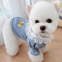 Wholesale Dog Apparel Yellow Blue Pet Clothes Hoodie Sweatshirts Sweet Corduroy Shirt With Lace Collar Pullover Cat Jackets Bubble Sleeves Hoody L