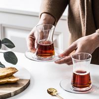 Wholesale Pasabahce Nordic Small Verse Style Turkey Kop En Saucer Sets Espresso Coffee Mok S Glass Cup Para Cafe Cups Saucers