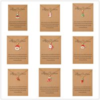 Wholesale Merry Xmas Santa Claus Pendant Choker Necklace Wish Card Gold Jewelry Christmas Gift Decor New Year for Women Men Kids
