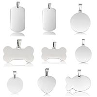 Wholesale Stainless Steel Blank Charms Jewelry Findings Dog Pet Tag DIY Lettering Necklace Pendants Keychains Pendant Silver Round Heart Fish Bone Components
