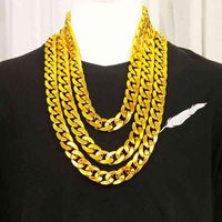 Wholesale Nouveau riche necklace male geometric imitation fake tiktok trembling sound big gold chain