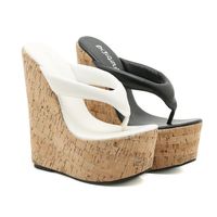 Wholesale Women Sandals Summer Solid Wedges Slippers PU Flip Flops Slides Sexy Fashion Party Platform Ultra High Rome Thong