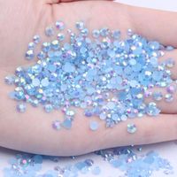 Wholesale Nail Art Decorations Resin Rhinestones Sky Blue AB mm And Mixed Sizes Round Flatback Glue On Stones Applique For Wedding Dress Accessorie